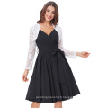 Grace Karin Femmes sans manches Deep V-Neck noir vintage rétro robe d&#39;été en coton CL008955-1